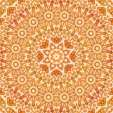 Turuncu, kırmızı ve bej renkli kusursuz yinelenen süs deseni, tekstil tasarımı için mükemmel, sabit, ev dekorasyonu, duvar kağıdı, hatıra defteri ya da hediye paketleme kağıdı