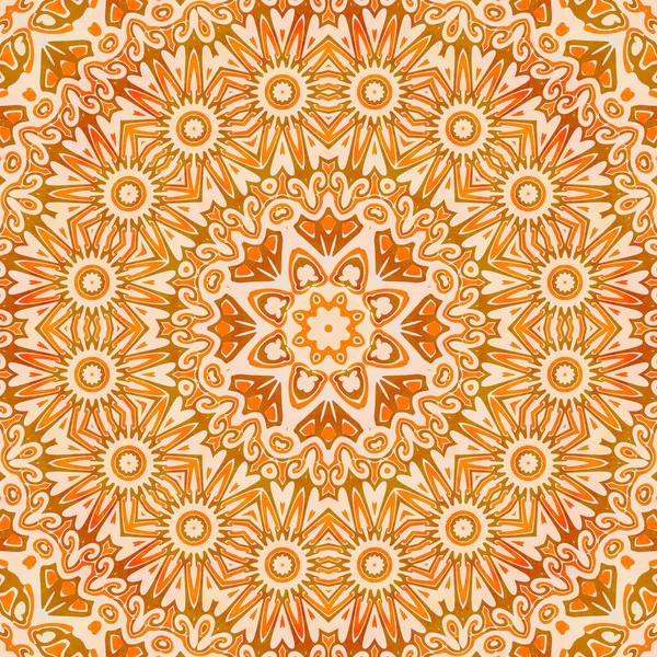 Nahtlos Wiederholende Ornamentmusterfliese Orange Rot Und Beige Perfekt Für Textildesign — Stockfoto