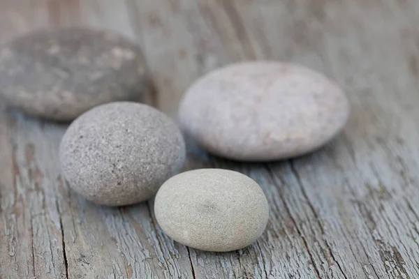 Still Life Grey Pebble Old Wood Minimalistic Style Perfect Greeting — Stockfoto