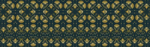Κομψό Σμαραγδένιο Πράσινο Και Χρυσό Art Deco Στυλ Banner Σχεδιασμό Εικόνα Αρχείου