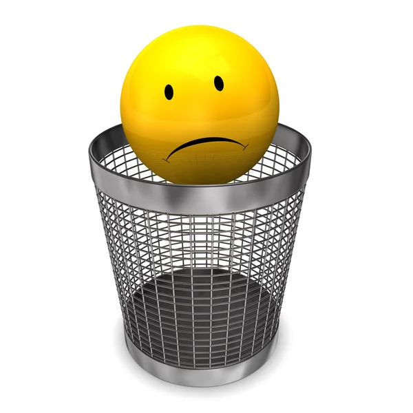 Wastebasket Yellow Sadly Smiley — Stock Photo, Image