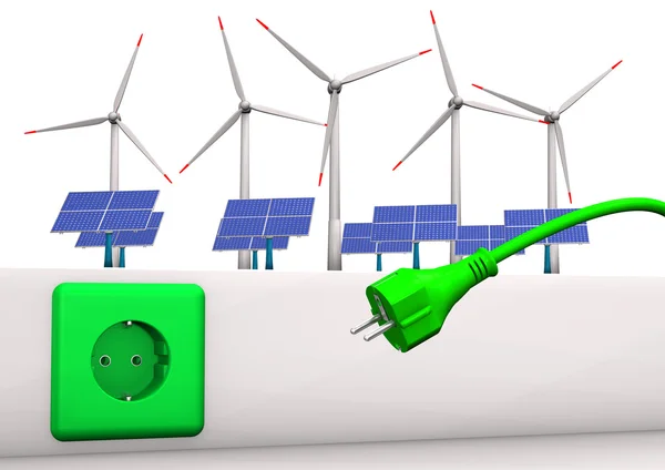 Conector de energia verde — Fotografia de Stock