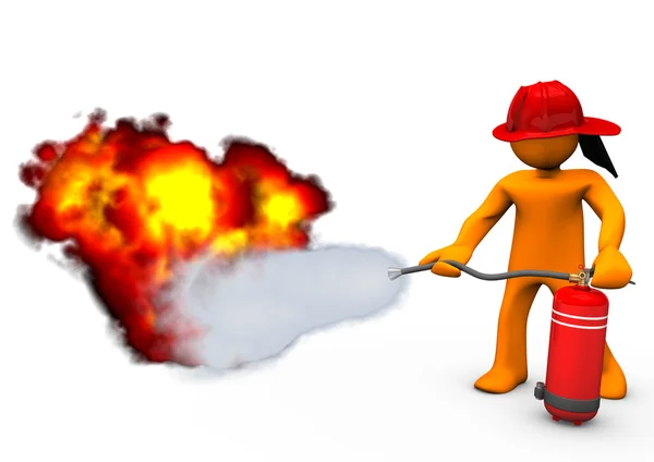 Fireman Extinguisher Fire — Stock Photo, Image