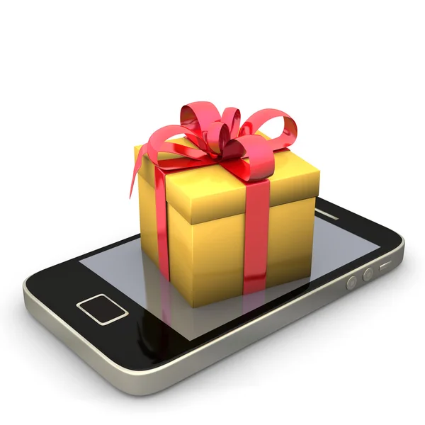Smartphone gyllene gåva — Stockfoto
