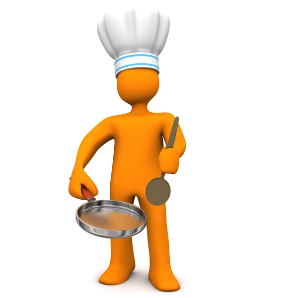 Chef-kok koekenpan — Stockfoto