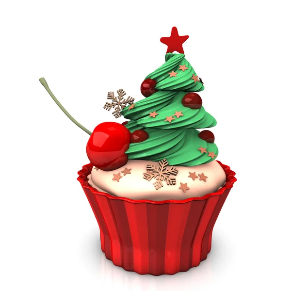 Christmas Cupcake Cherry — Stock Photo, Image
