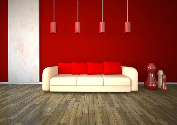 Design della stanza rossa in marmo bianco — Foto Stock