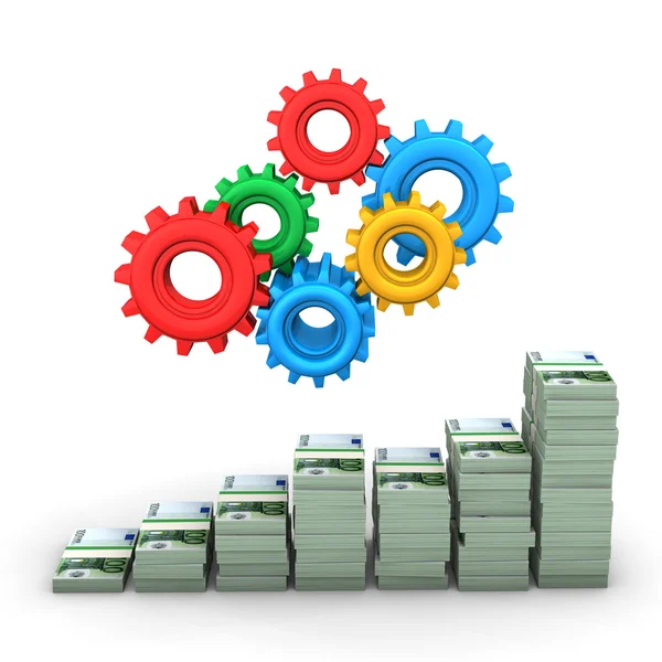 Money Chart Gears — Stock Photo, Image