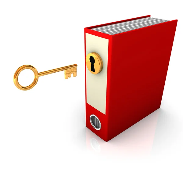 Red Folder Golden Key — Zdjęcie stockowe