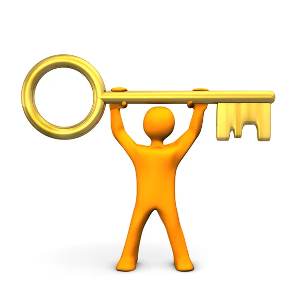 Manikin Golden Key — Stock Photo, Image