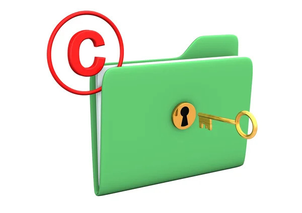Prawa autorskie teczka klucz — Zdjęcie stockowe
