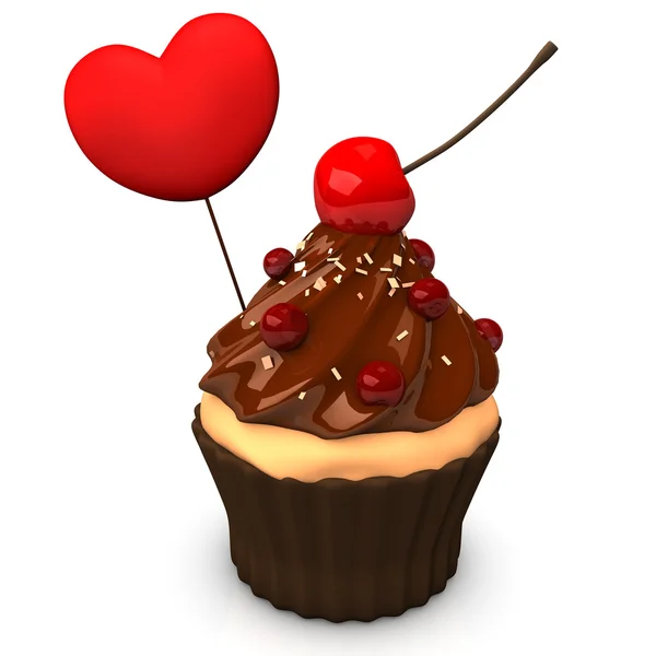 Cupcake Choco Heart — Stock Photo, Image