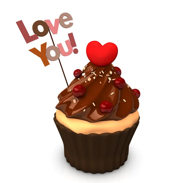 Cupcake Choco corazón te amo —  Fotos de Stock