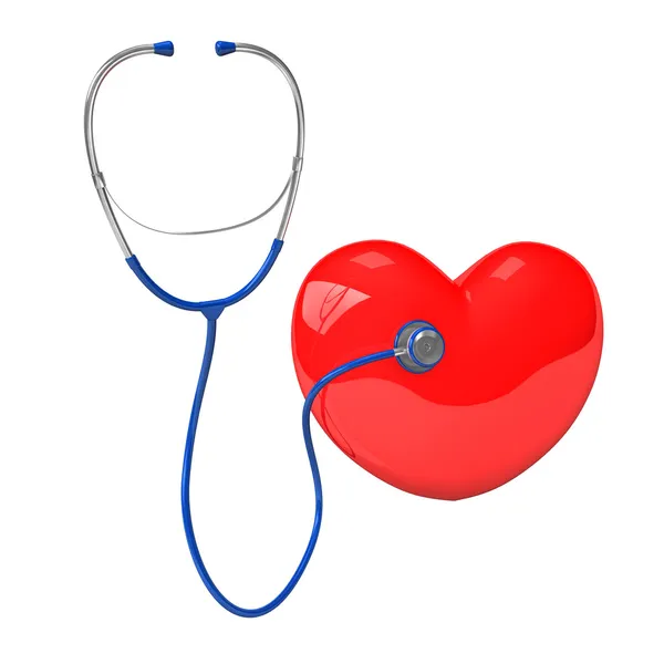 Serce stetoskop czerwony — Zdjęcie stockowe