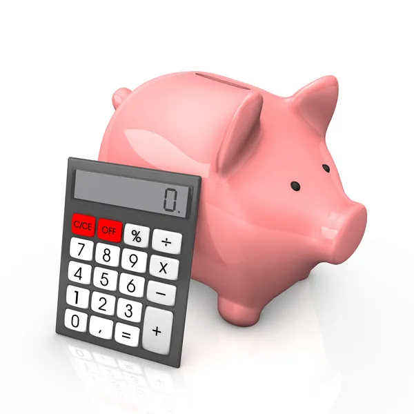 Piggy bank kalkulator — Zdjęcie stockowe