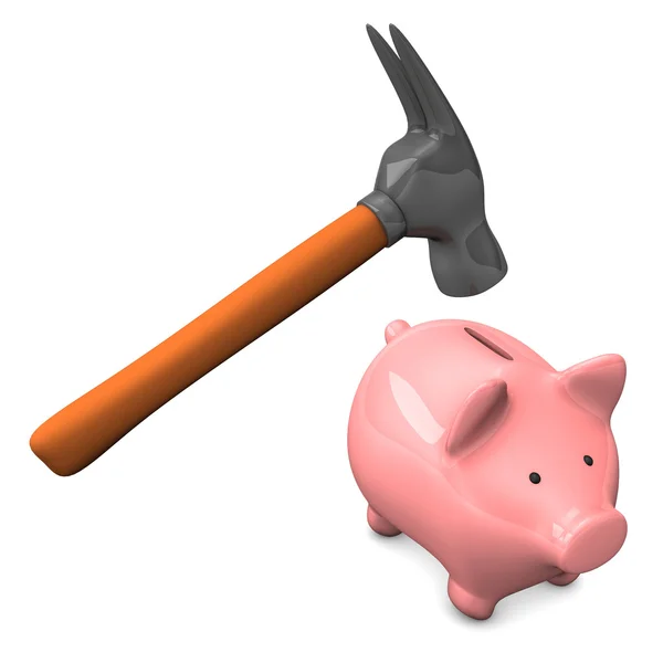 Hammer Piggy Bank — Stock Photo, Image