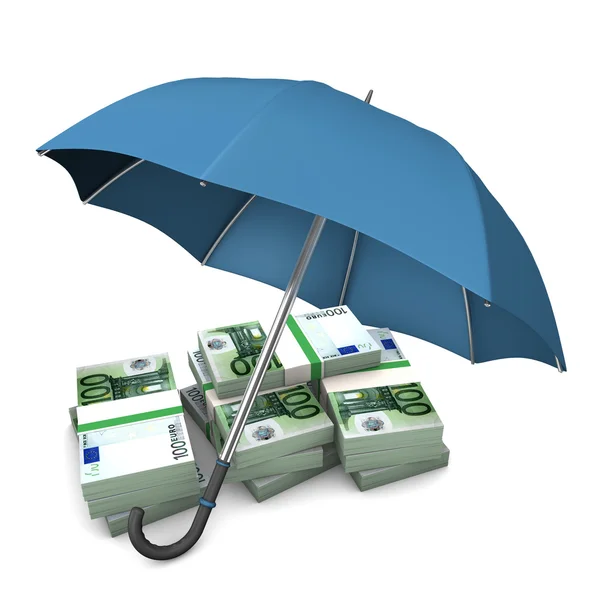 Paraguas de billetes en euros — Foto de Stock