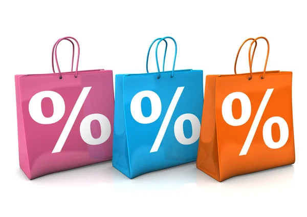 Bevásárló szatyrok százalék — Stock Fotó