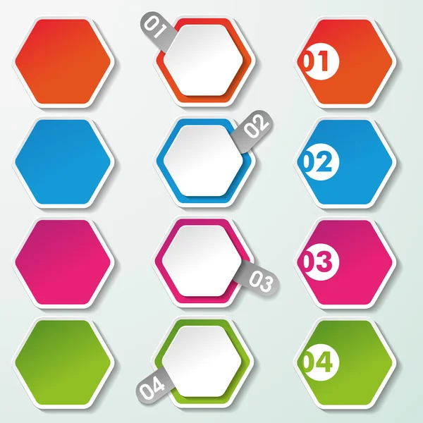 Cuatro opciones Hexagones de papel — Archivo Imágenes Vectoriales