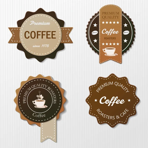 Cuatro etiquetas de café con texto — Vector de stock