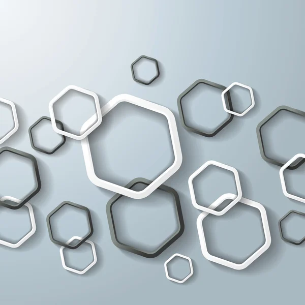 黒と白の六角形リング — ストックベクタ