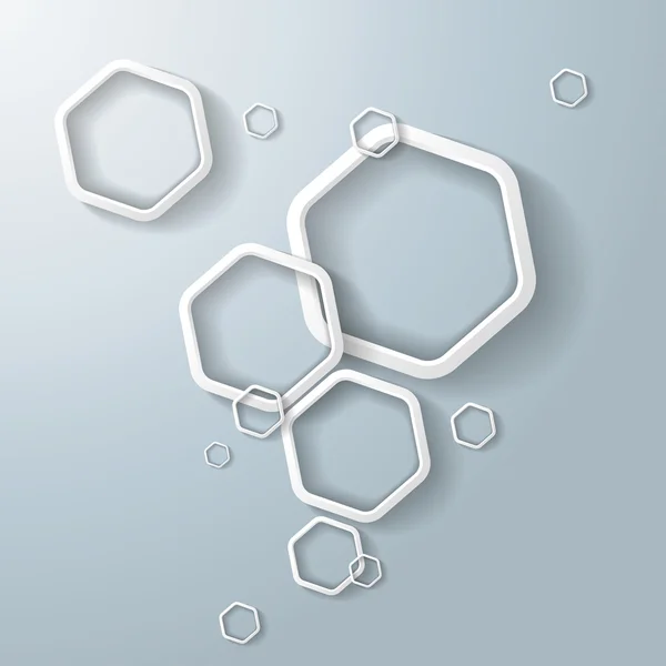 白の六角形リングの泡 — ストックベクタ