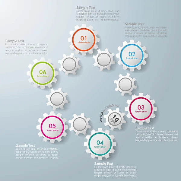Infographic 12 Gears 6 Επιλογές — Διανυσματικό Αρχείο