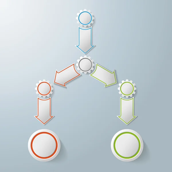 Infografía del diagrama de flujo con engranajes — Vector de stock