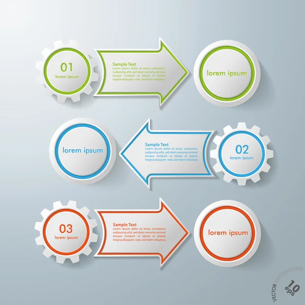 3 opciones con engranajes y círculos — Vector de stock