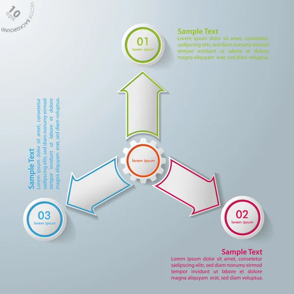 Engrenages Trois options avec des flèches — Image vectorielle