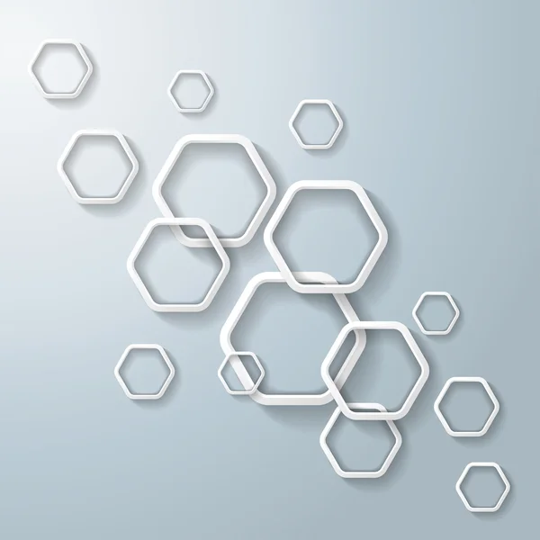 Anneaux hexagonaux blancs Infographie légère — Image vectorielle