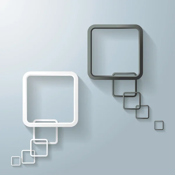 Dos abstractos blanco y negro rectángulo de la burbuja del habla — Archivo Imágenes Vectoriales