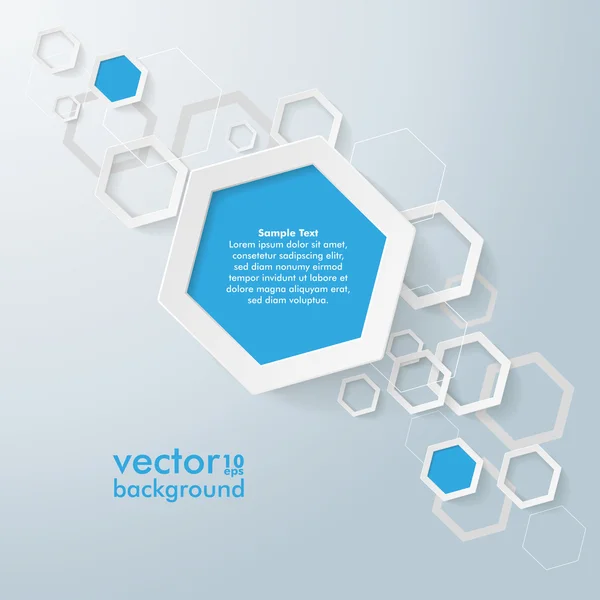 Fehér és kék papír Hexagons vonal — Stock Vector