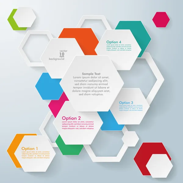 Infographie papier coloré hexagones — Image vectorielle