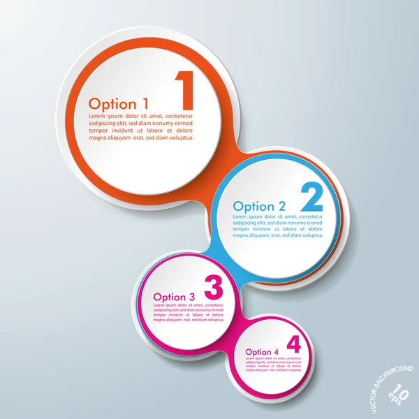 Diseño infográfico Cadenas de colores Círculos blancos 4 opciones — Vector de stock