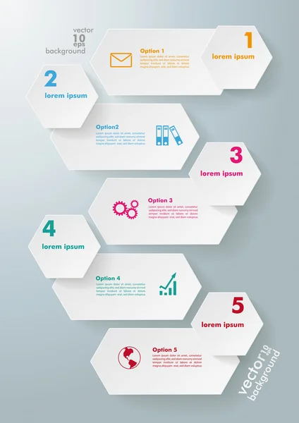 Infográfico 5 Opções hexágonos longos —  Vetores de Stock