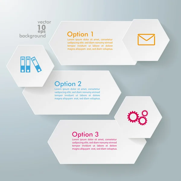 Infographic 3 Options Long Hexagons — Stock Vector