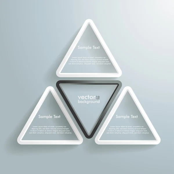 Drie witte één zwarte driehoek — Stockvector
