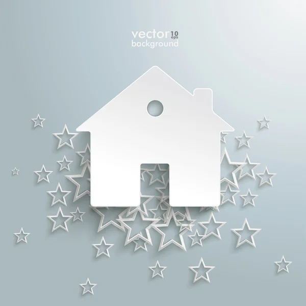 Fehér csillag felhő ház háttér — Stock Vector