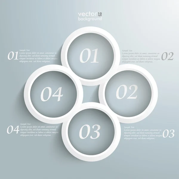 4 weiße Ringe Infografik — Stockvektor