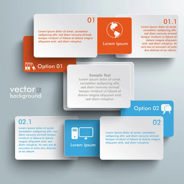 Connected Rectangles Two Double Options Infographic — Stock Vector