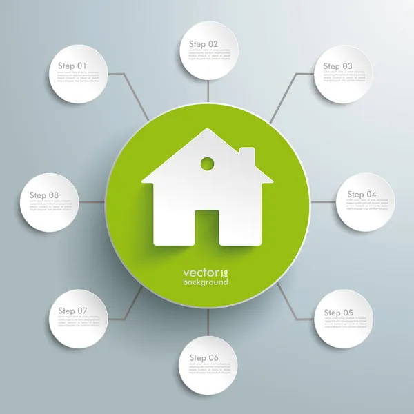 Maison Green Circle 8 Options — Image vectorielle