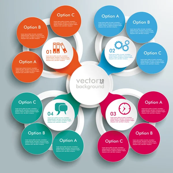 Farbige Kreis Kreuz Infografik Blume — Stockvektor