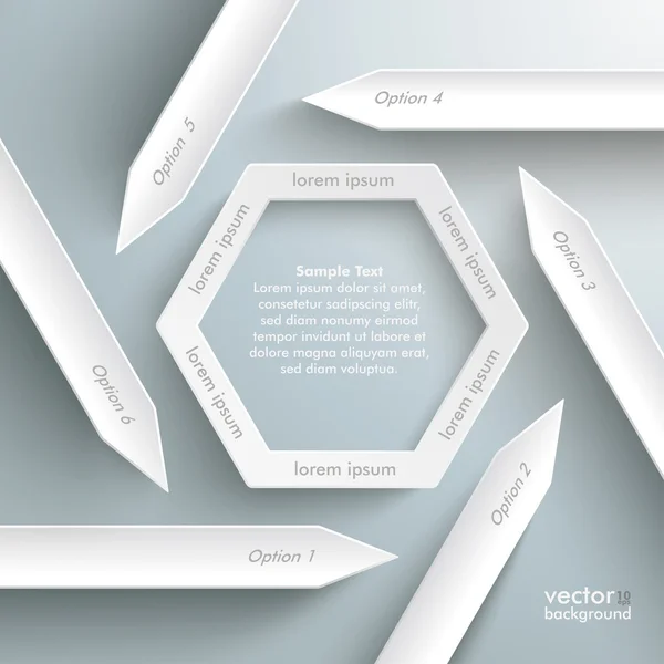 Six Arrows Hexagon Infographic — Stock Vector