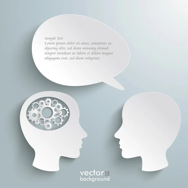 Two Head Speech Bubble Gears — Stock Vector