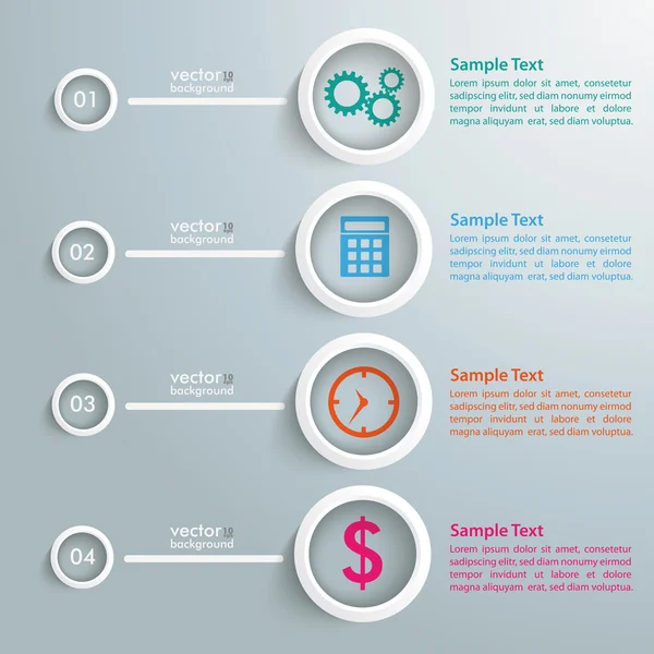 Čtyři bílé kroužky bannery Infographic — Stockový vektor