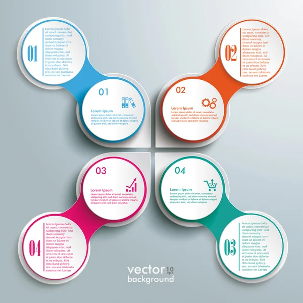 Infographic wit abstracte Drops bloem 4 opties Kruis — Stockvector