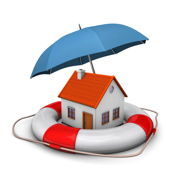 House Umbrella Lifebelt — Stock Photo, Image