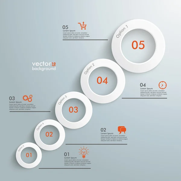 Círculos Crecimiento 5 Opciones Infografía — Vector de stock