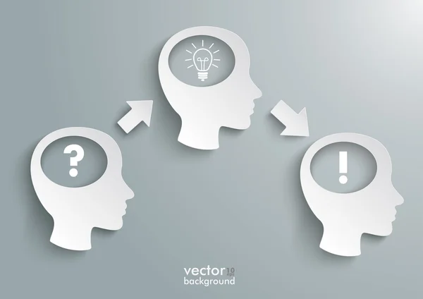 Лампочка для решения проблем с тремя головами — стоковый вектор